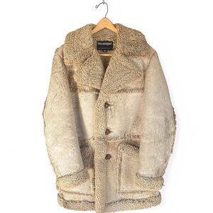 Sheepskin Shearling Jacket Oatmeal Tan Size 40 Stratojac Heavy VTG Exquisite